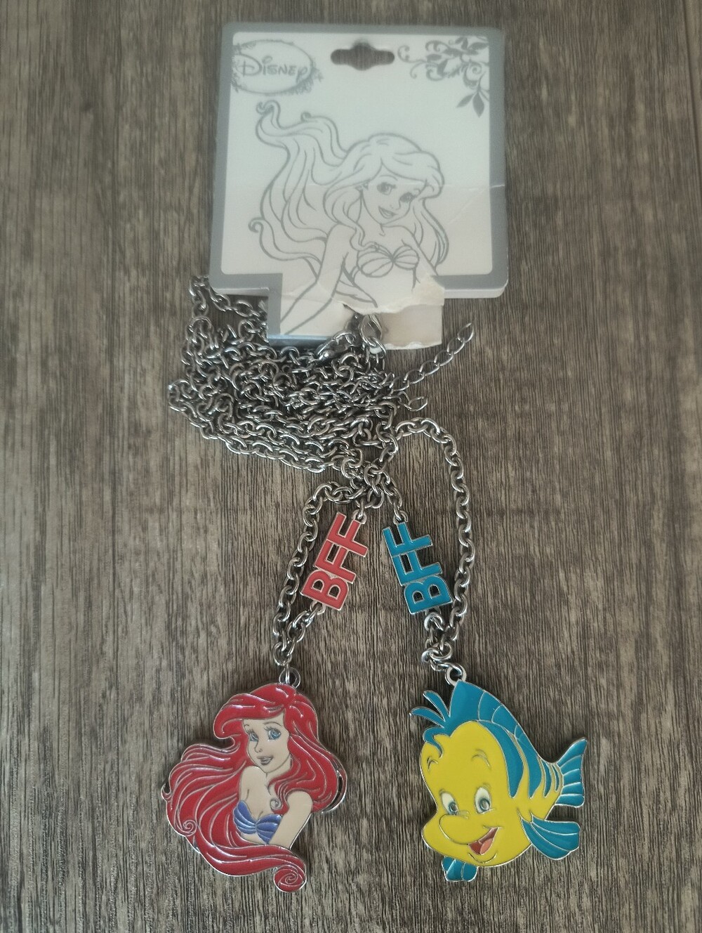 Disney Little Mermaid Ariel Flounder BFF Necklace Set Enamel New